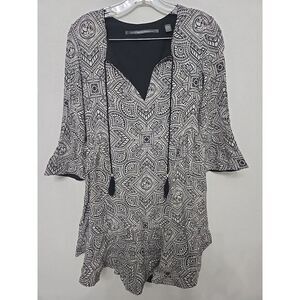 Twelfth Street by Cynthia Vincent Womens Tribal Midi Dress Grey Size Small Rayon